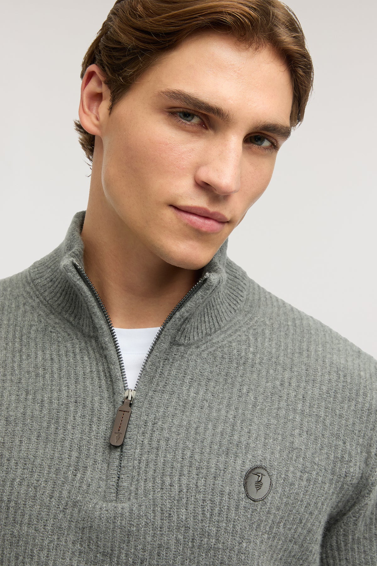 Maglia mezza zip misto lana a coste relaxed fit con patch 4|d62bcdcf074e14259fe2b801b170dec410e0b34703dc0fdb24e57393f2cb0080