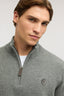Maglia mezza zip misto lana a coste relaxed fit con patch 4