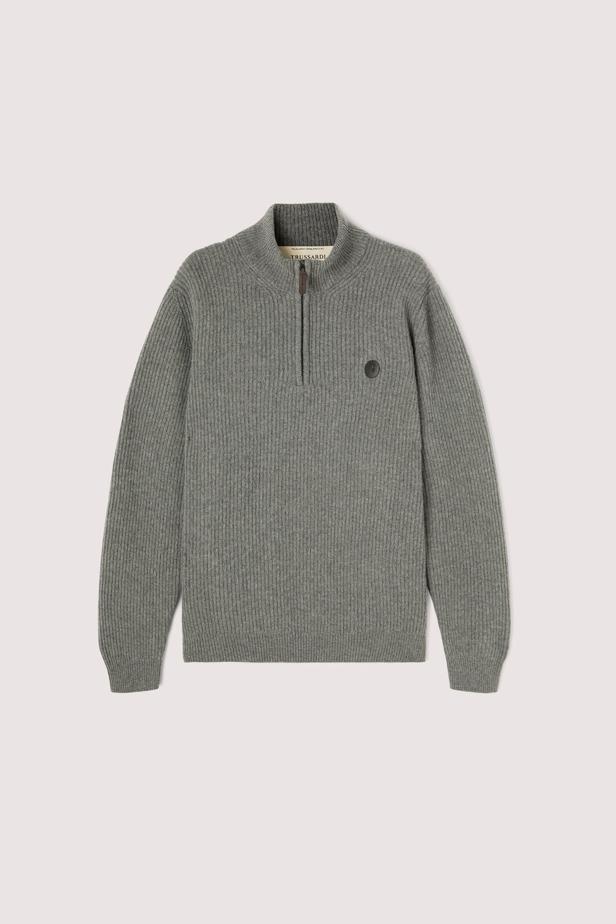 Maglia mezza zip misto lana a coste relaxed fit con patch 5|17c98d4a7238023ea5ed67751336a1dca91da4f370faa812360564c645f065fb
