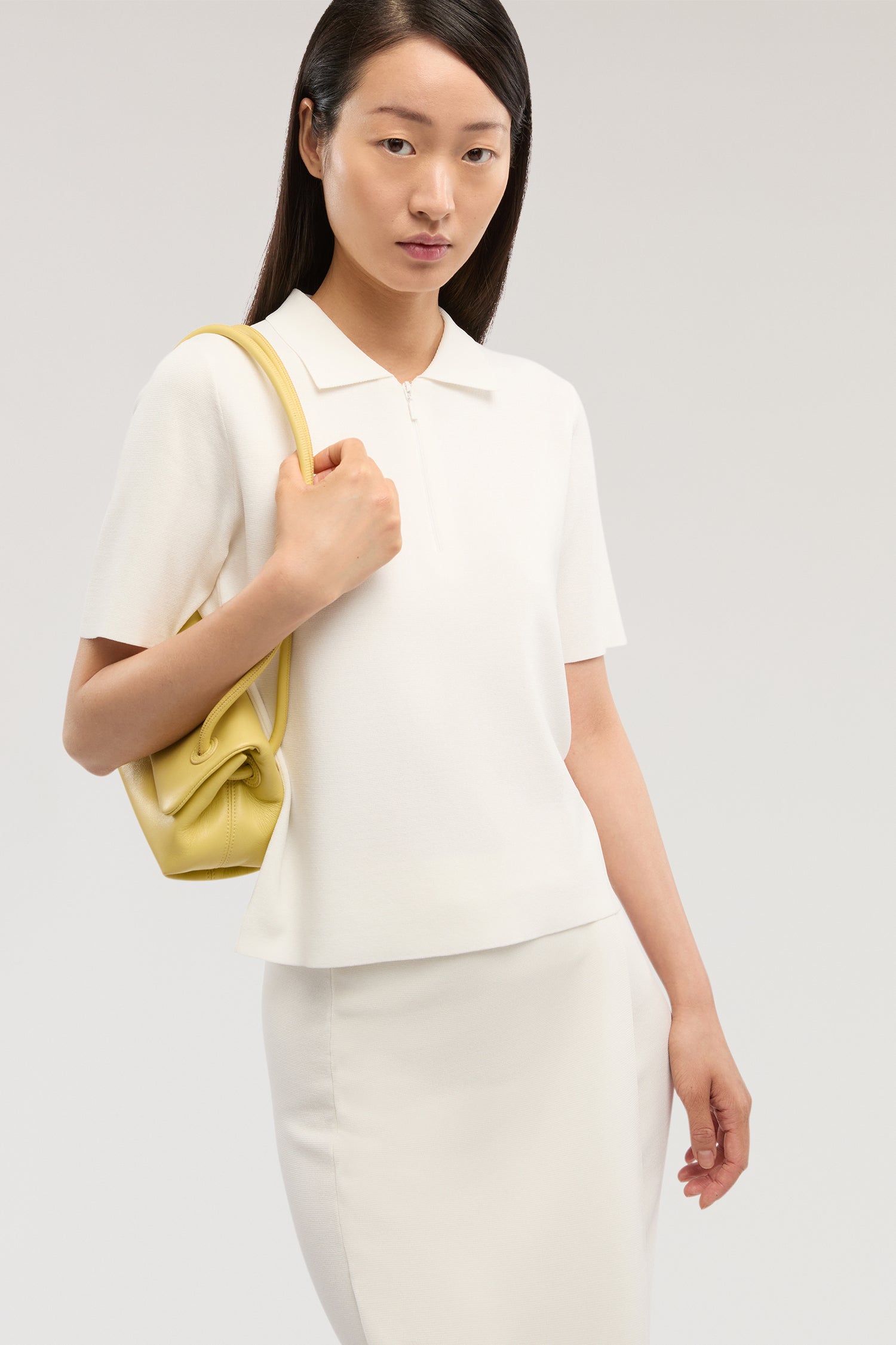 Polo crop in maglia di viscosa punto milano 3|8c3520978180909af711f12b8b4377ec10deb021cc816ab66a022535230c4b57