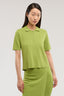 Polo crop in maglia di viscosa punto milano 1