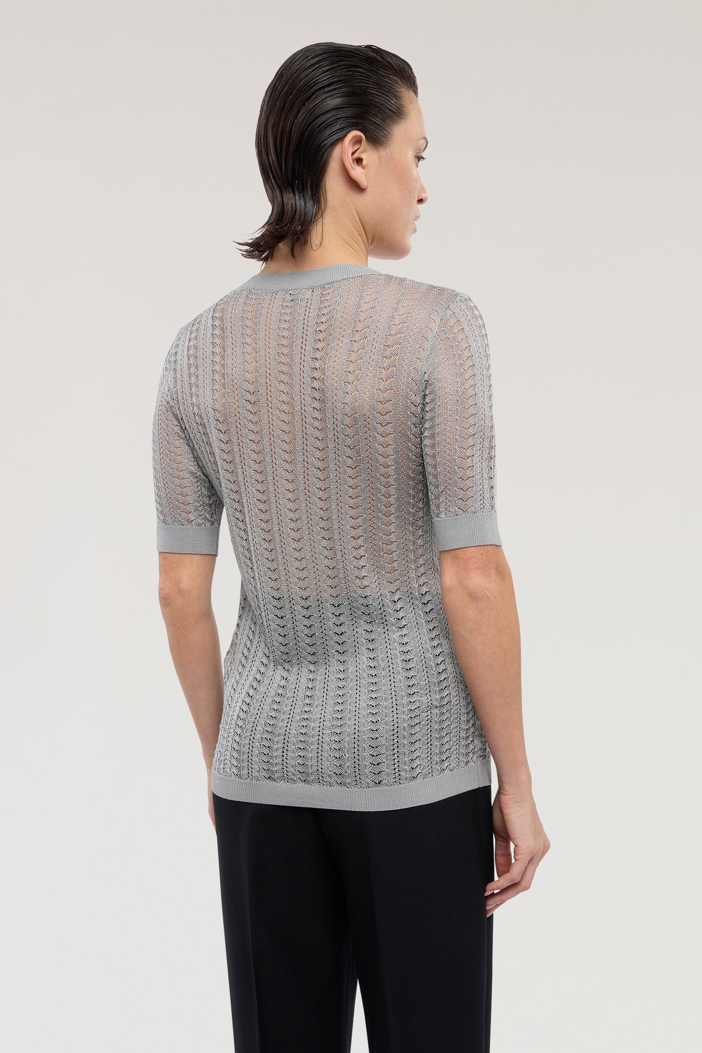 Maglia a manica corta in viscosa punto pizzo 3|af7c4e12258c15e4964b27e1141de81df6e6d3b6aa2793f8f7a123f1634c3b0f