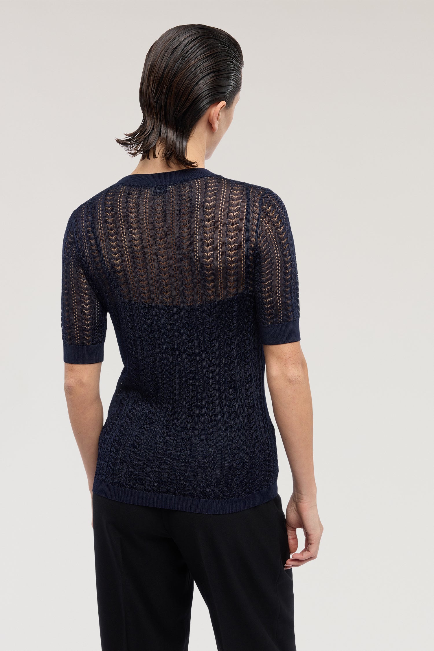 Maglia a manica corta in viscosa punto pizzo 2|7656a2c69d78f6c2f03835a3d8be50ae9a2024fc6d9f6df00bdc4f20faec8f88