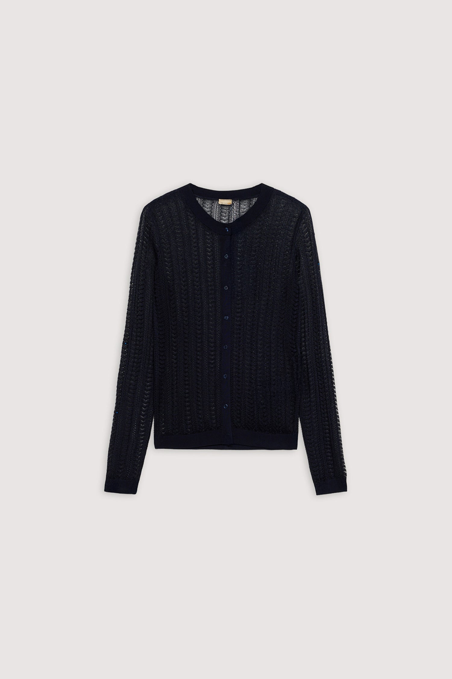 Cardigan in viscosa punto pizzo 1|8efb422ad8a1563ab4cd37d03d7810aa5824278ecbd21b109673f742951d6823