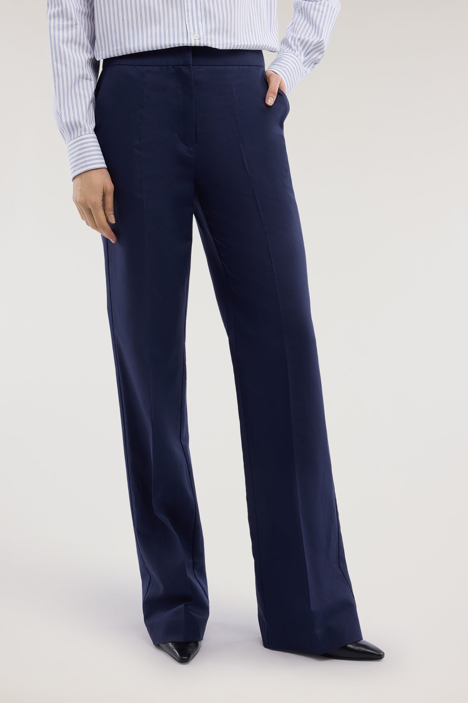 Pantaloni palazzo in cotone e lino 1|f0fb5718f9ca183f8c081ccb629babf61f398d5980e819548f2eb24157fb7f5d