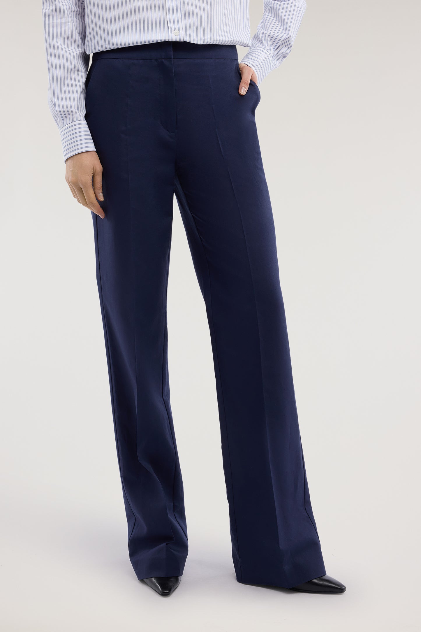 Pantaloni palazzo in cotone e lino 1|f0fb5718f9ca183f8c081ccb629babf61f398d5980e819548f2eb24157fb7f5d