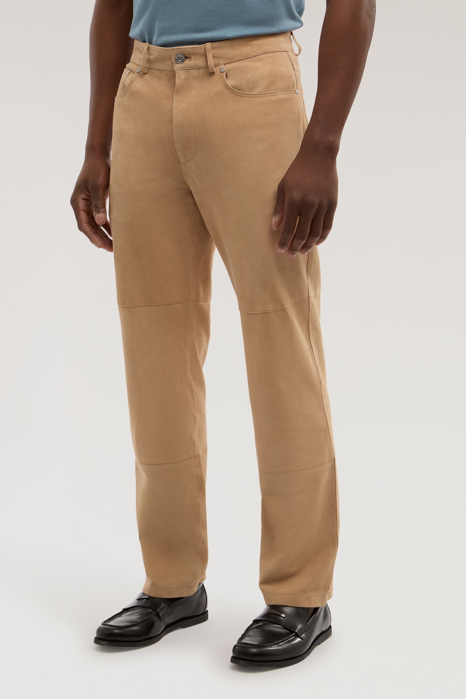 Pantaloni 5 tasche straight fit in suede 1|0a61865df8e46117ee6d8adfb2a94061ec858347e77c99c420388b626b219605