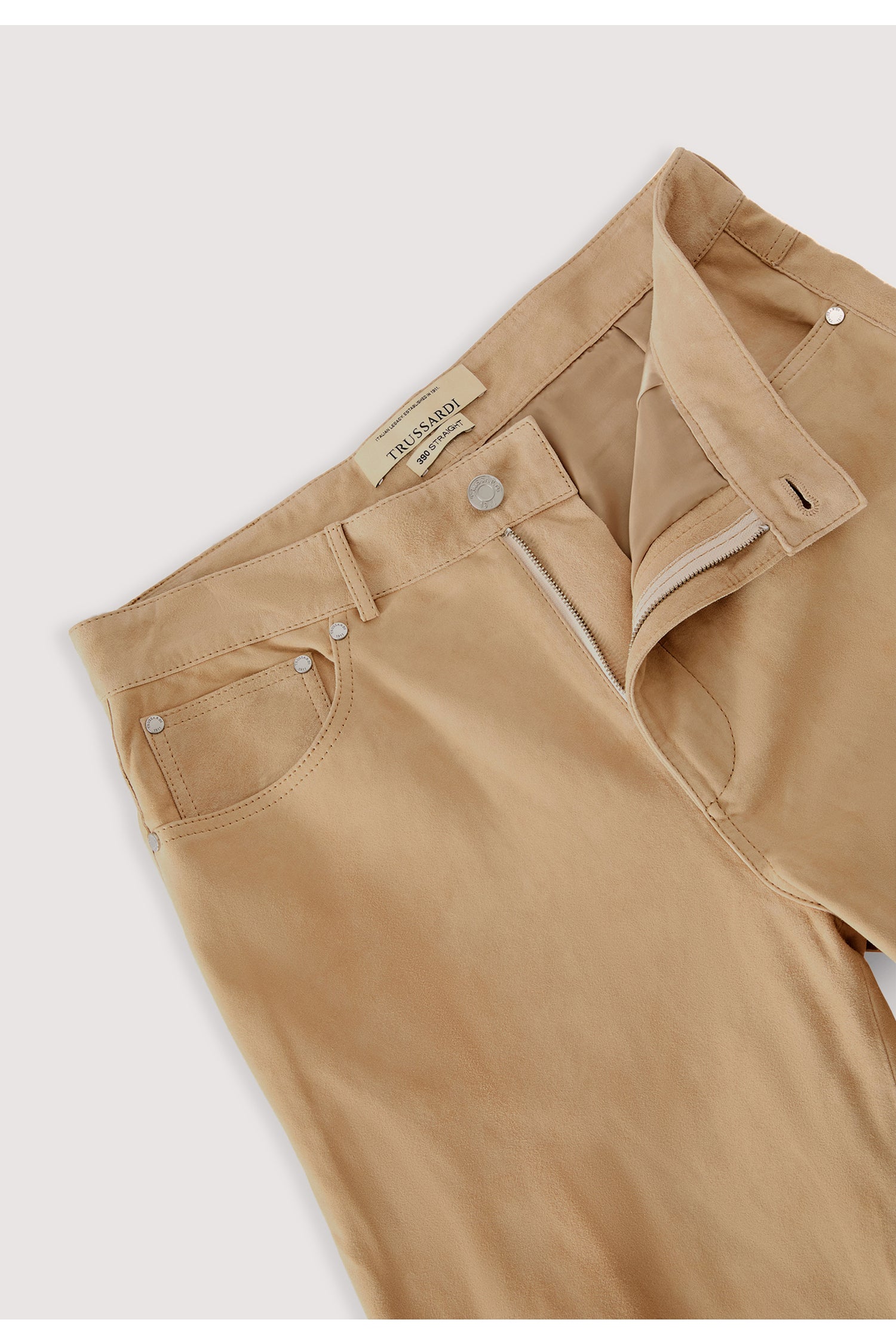 Pantaloni 5 tasche straight fit in suede 4|00979081722e7f98bfc34024d0fa9b6595eb373fac4a4795fcc7505e8695c426