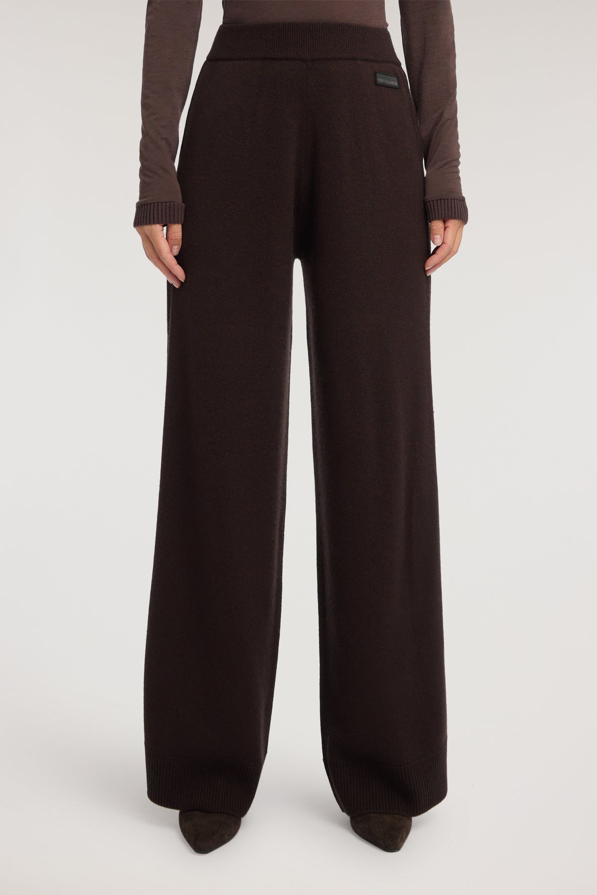 Pantalone palazzo in maglia misto cashmere 3|b181975778749914cfa8812996cd9f3b1262724141b3d9039aa17f35286901fa