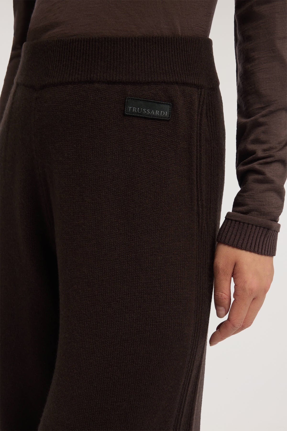 Pantalone palazzo in maglia misto cashmere 1|f70070e5a3180531010301dc6d1ec9c0e6fc170244a53771367d8dbce50c64fc