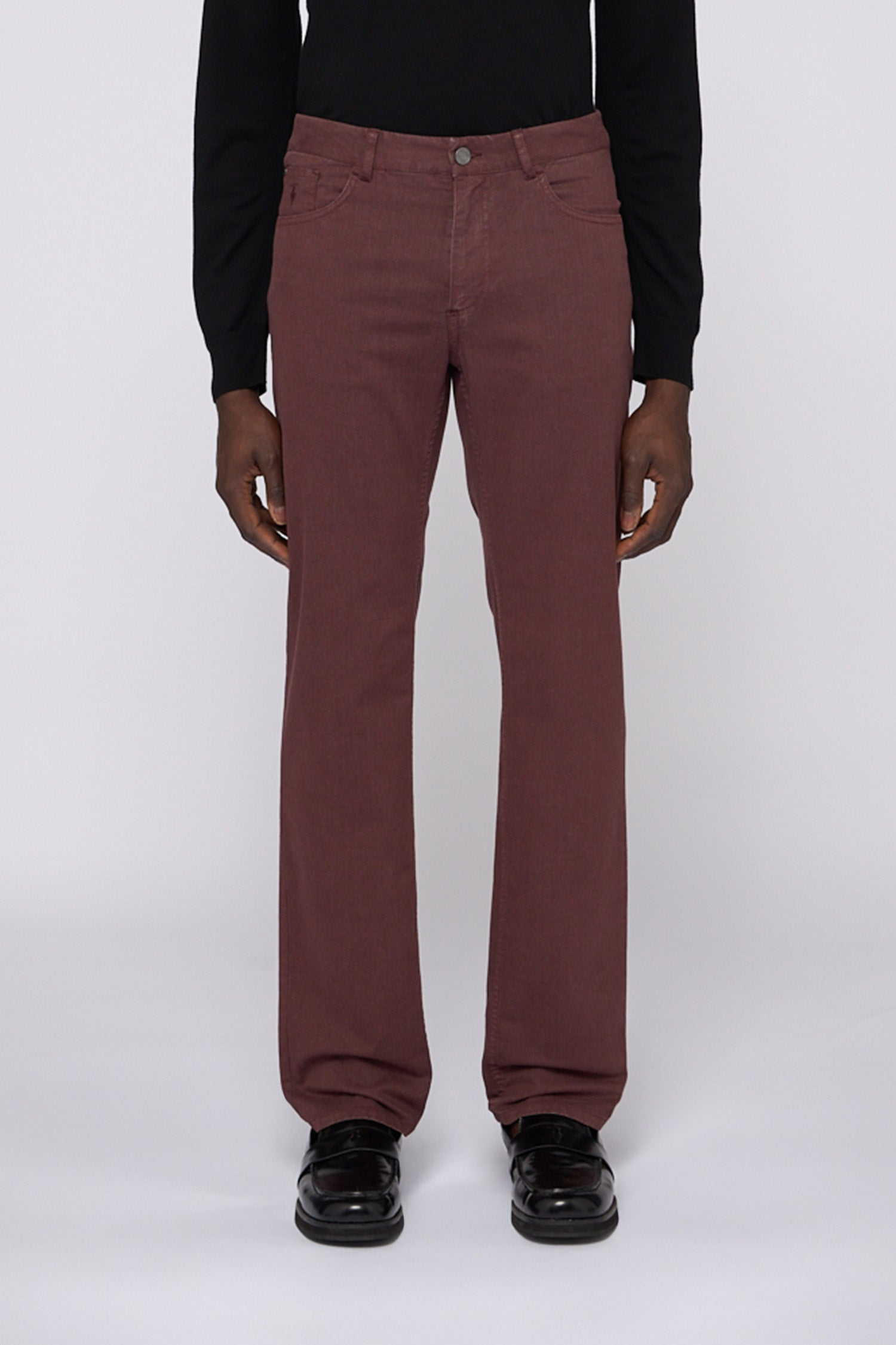 The Iconic Regular 380 five-pocket style in mélange twill