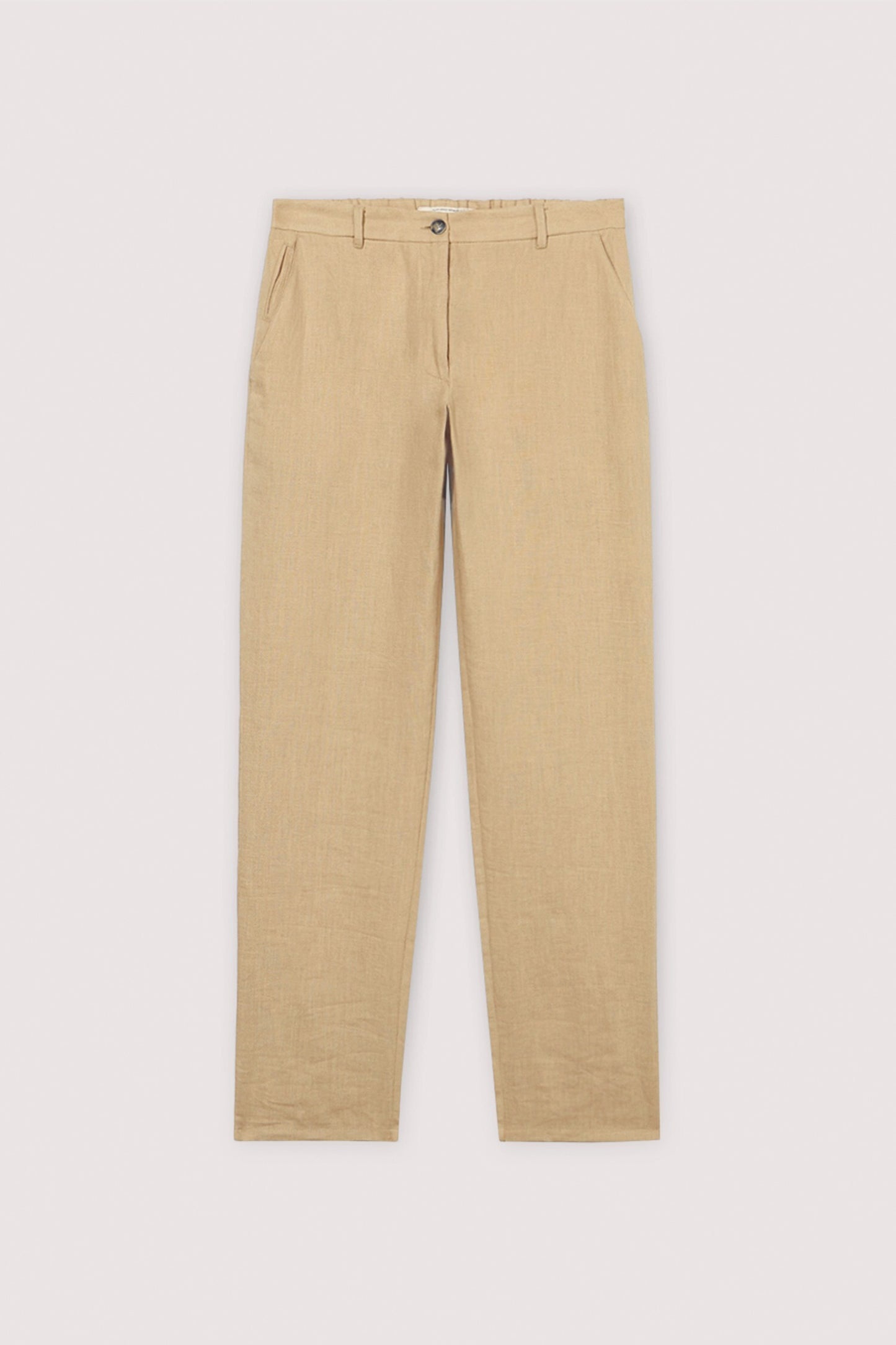 Chino con vita elastica in lino 1|cd3b8165e91a097468e558ab89fb3c39b4028cd4864c5c2e83c621f447d882a1