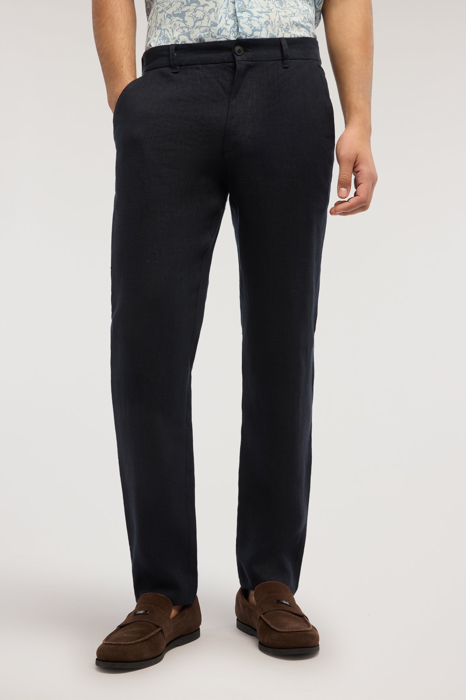Pantalon en lin avec taille élastique