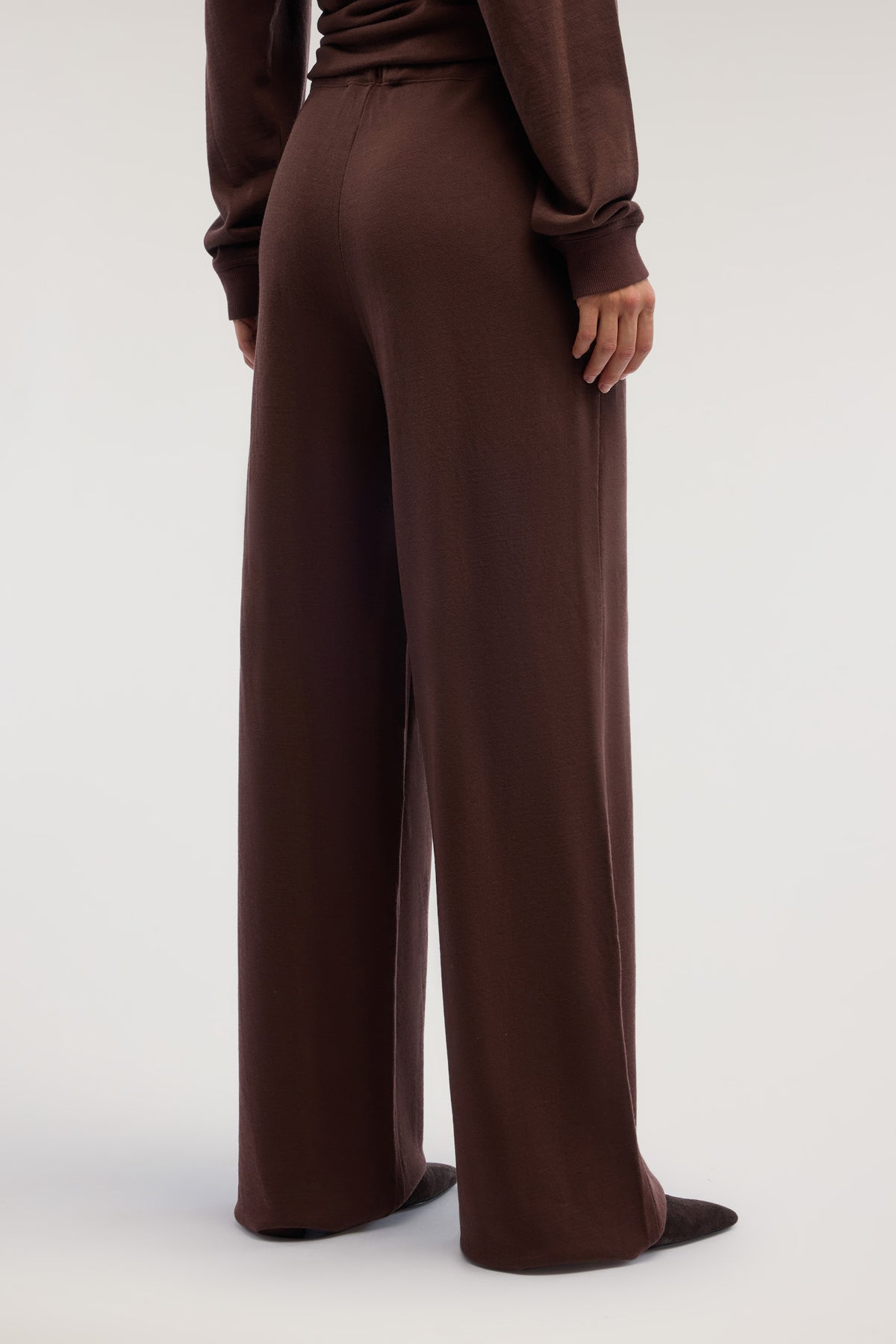 Pantalone palazzo in jersey di lana 1|dbef26ea79b5f4ca3b55e957163a99ed4d63ad8b35c478f3b6d1a0147ea377ec