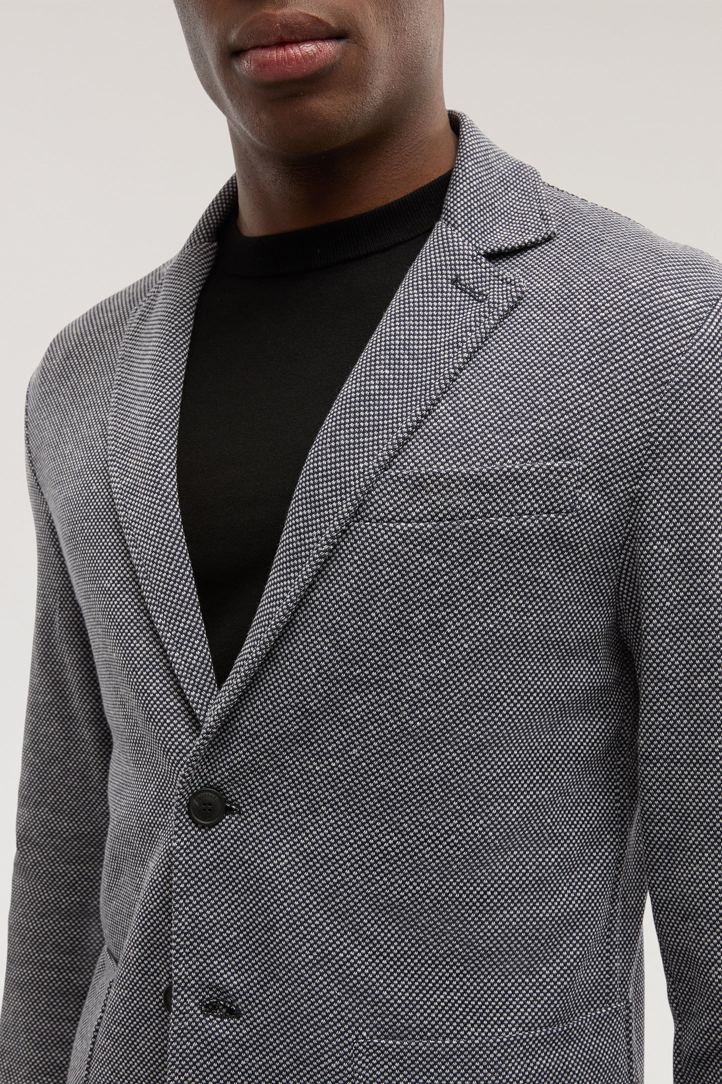 Giacca slim fit in jersey misto lino 3|9b42c7e46f91ea84087e8afb01e7ab743b388ea408ec767b337b1f50a10d3dcf