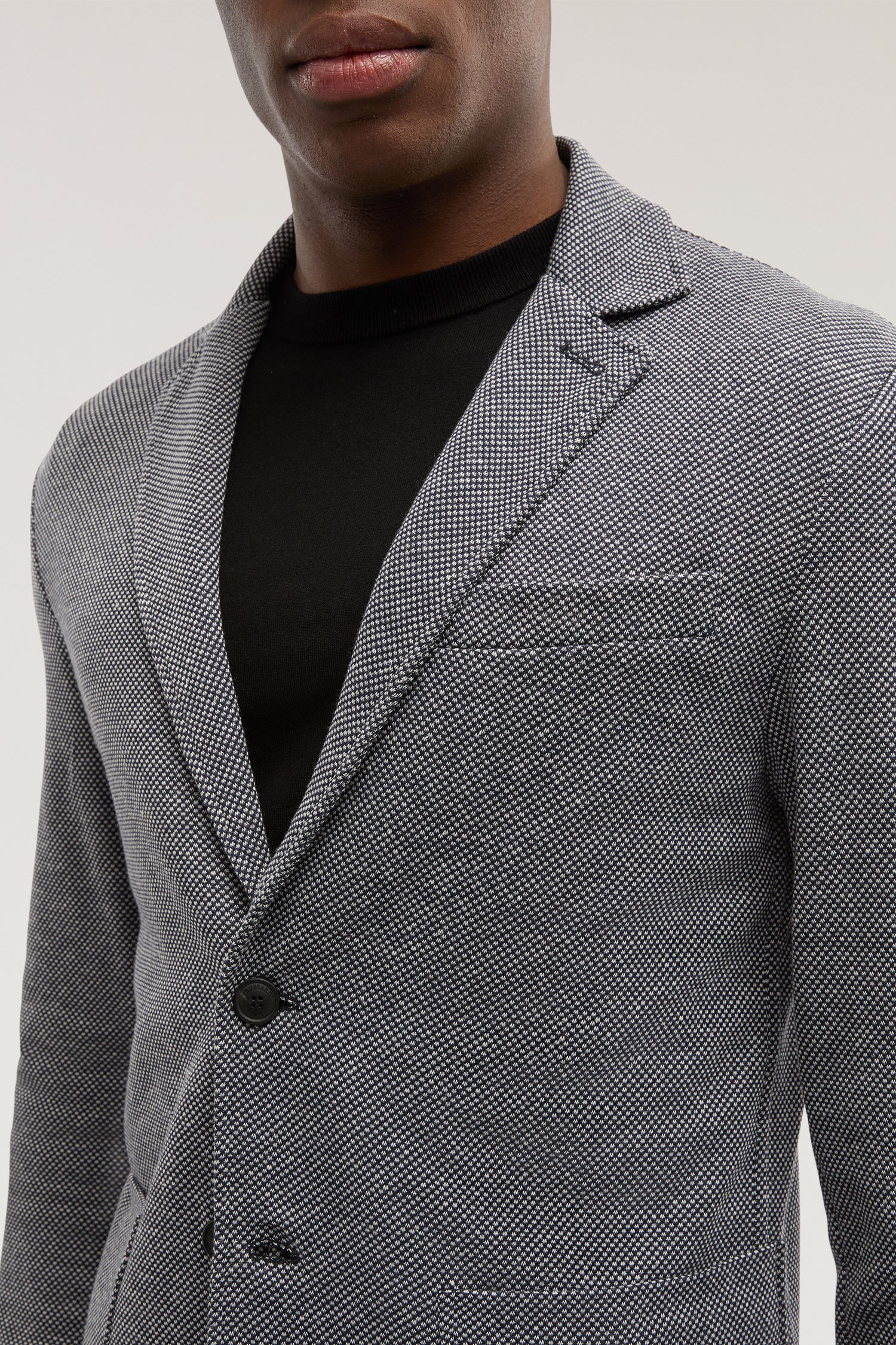 Giacca slim fit in jersey misto lino 3|9b42c7e46f91ea84087e8afb01e7ab743b388ea408ec767b337b1f50a10d3dcf