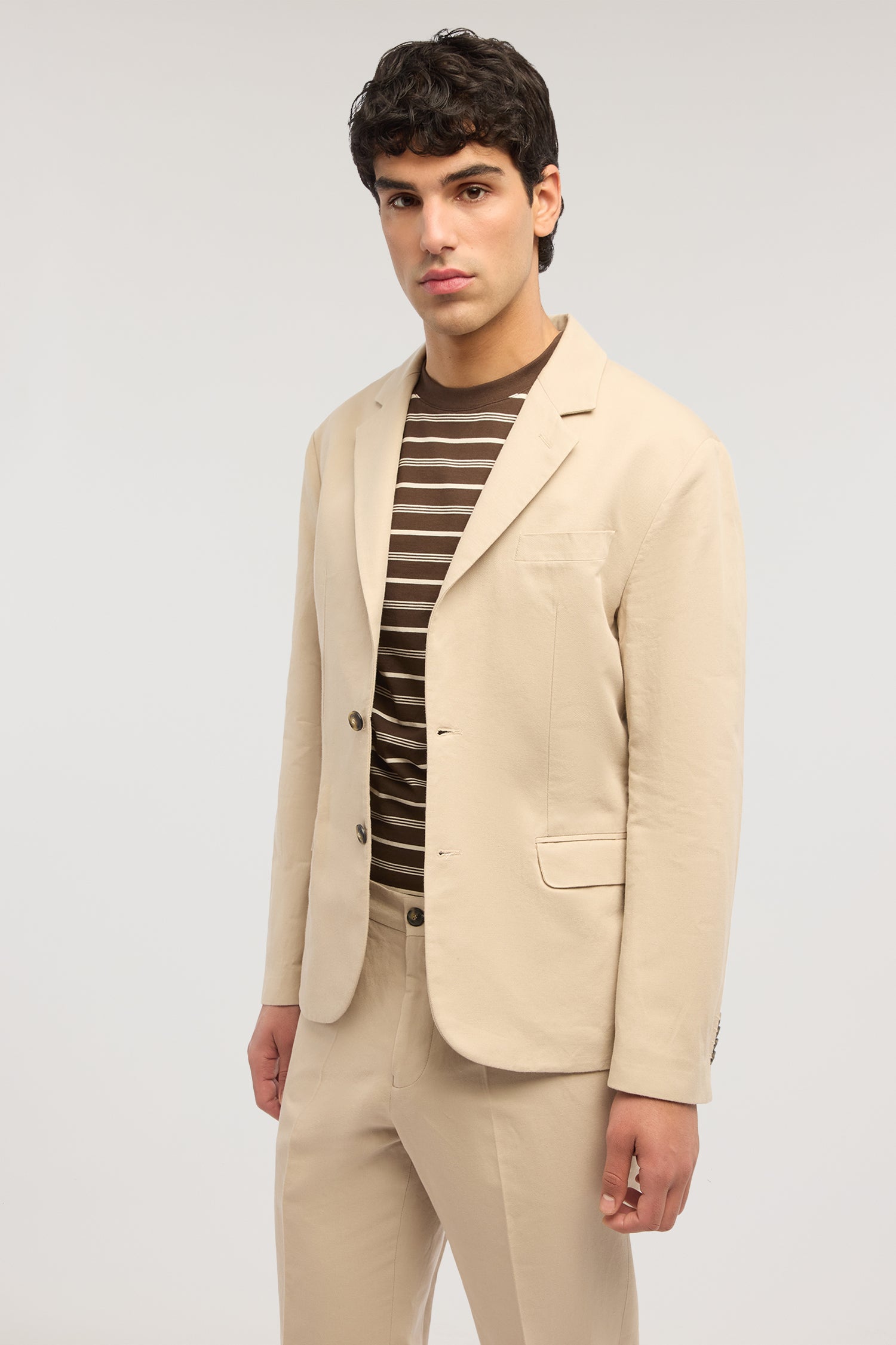 Blazer monopetto in lino e cotone 1|1840806f7620a6a18335f5d3c33a3d0cd8289f1c0a49dd5054055d063d1d62cf