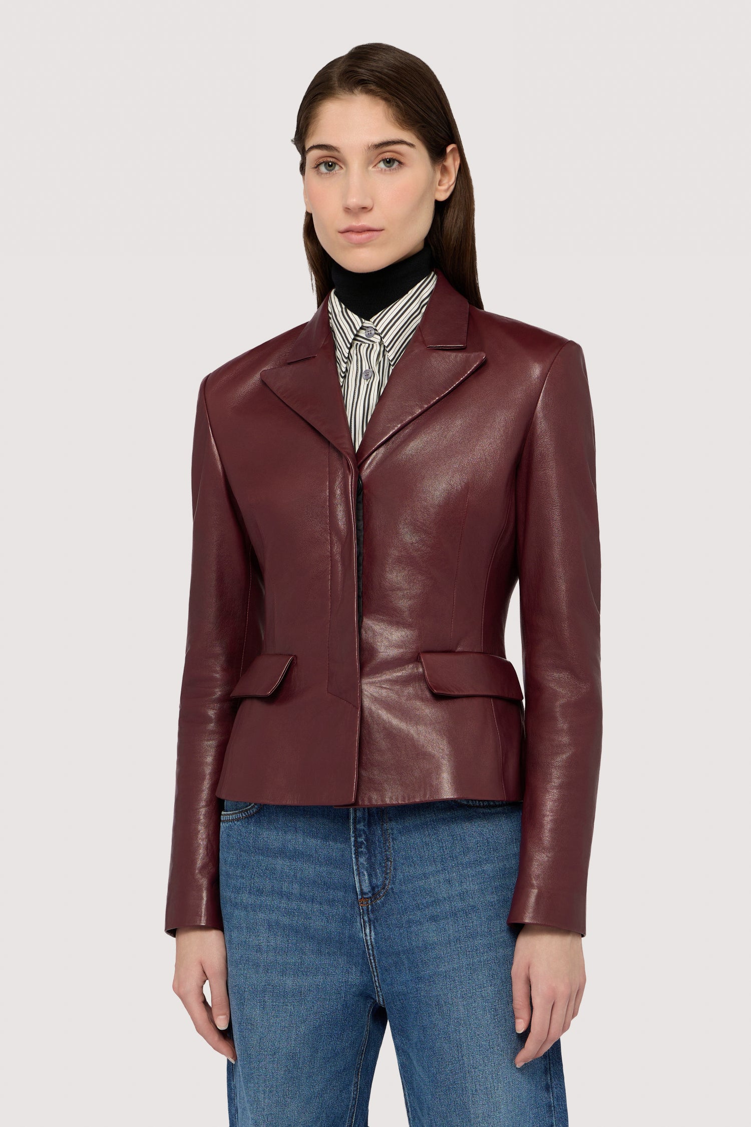Blazer in pelle con fodera Gentle Society 1|d1611ac3ae4473426d77b0b21adf0a82ea0f057a4c511c81e857dc99feaafb59
