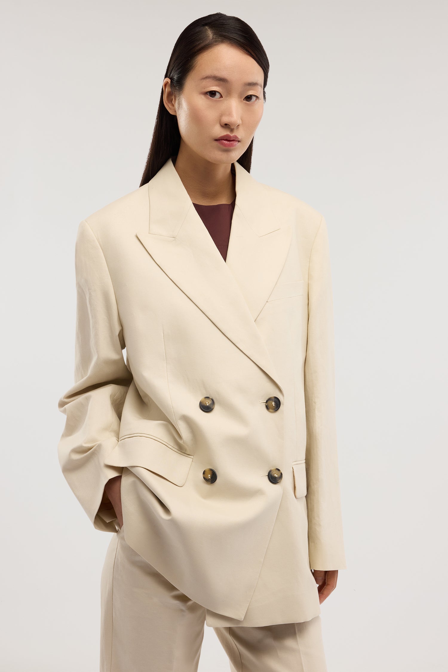 Blazer doppiopetto in cotone e lino 2|9f8d735ddc7a6265fc4ba3c1f2651561e58ec2a9fa63eba9bdcc115efdd2655c
