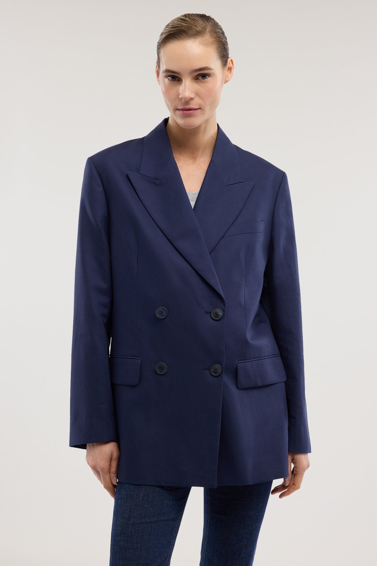 Blazer doppiopetto in cotone e lino 1|34fcb80b88508514cc7295d4ccf949f898ce4ad75994b980a2f9b7a822d8b6a6