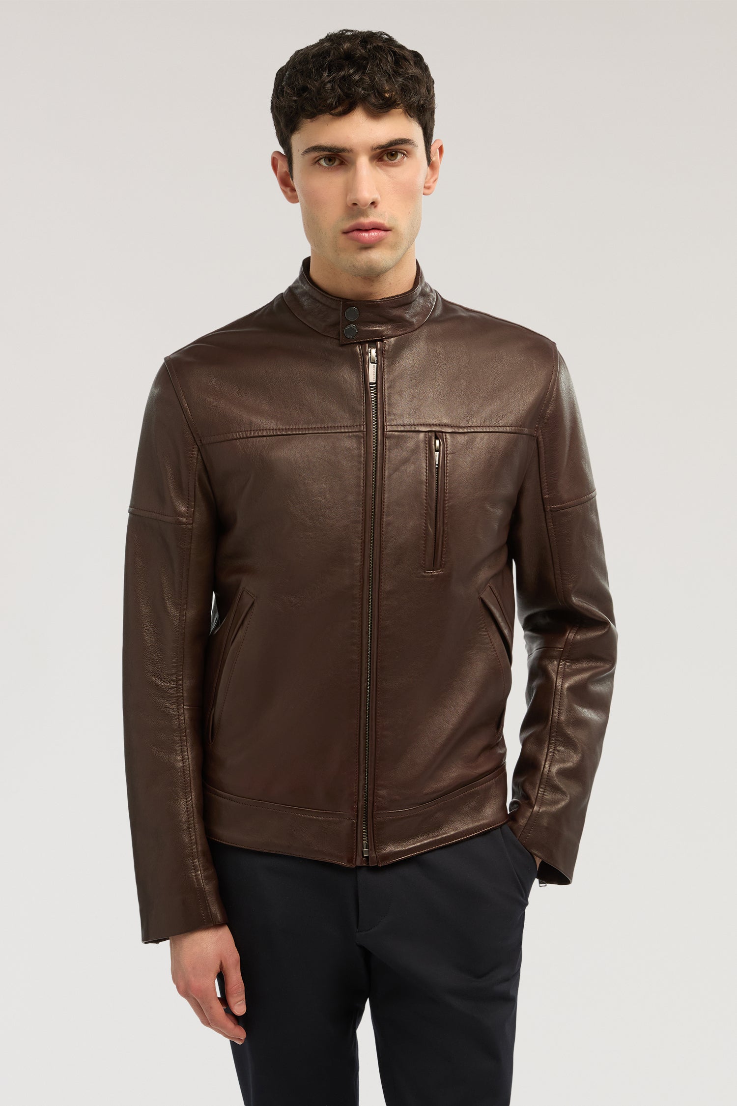 Giubbotto biker in pelle imbottito 1|73b67c4f6c609f64242238343db3641e119576f48995165985741985f0adbe68