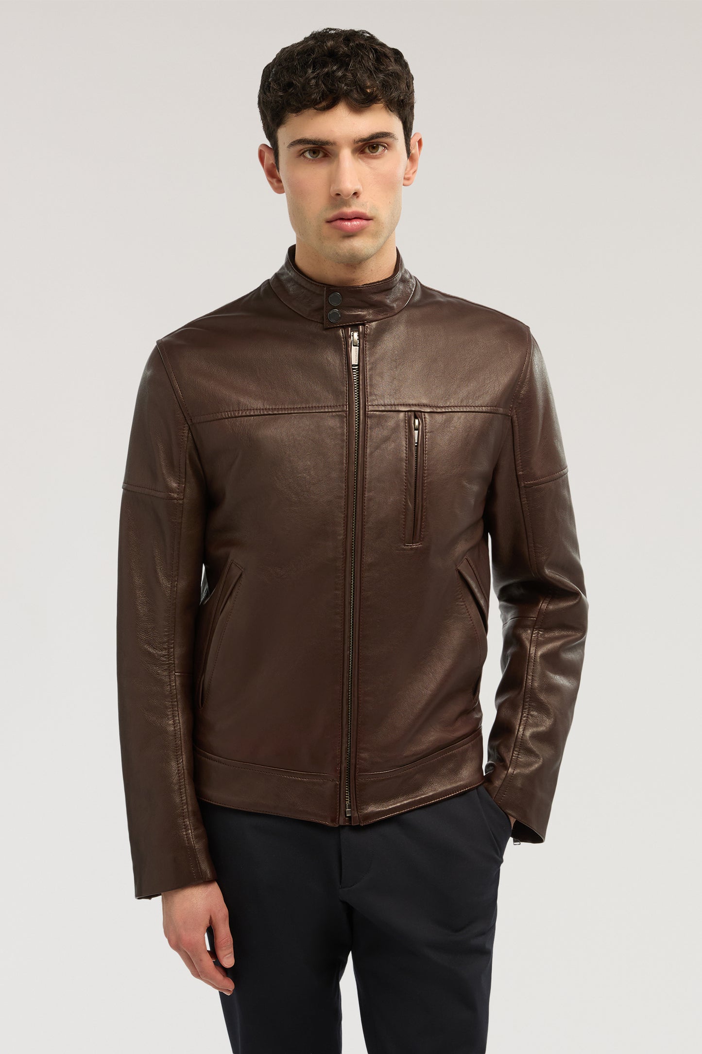 Giubbotto biker in pelle imbottito 1|73b67c4f6c609f64242238343db3641e119576f48995165985741985f0adbe68