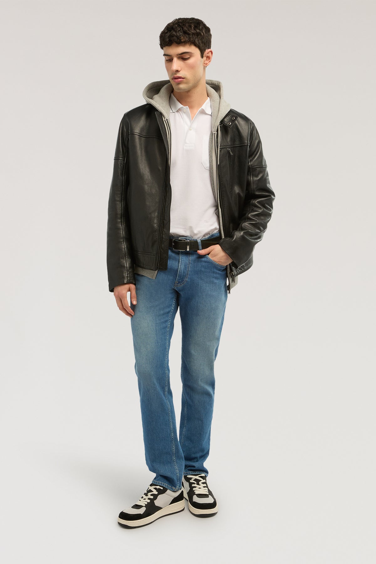 Giubbotto biker in pelle imbottito 4|ac9519eeb417cd48828fda76c139762c457db94ae47dc61b613193b8dd69e3c3