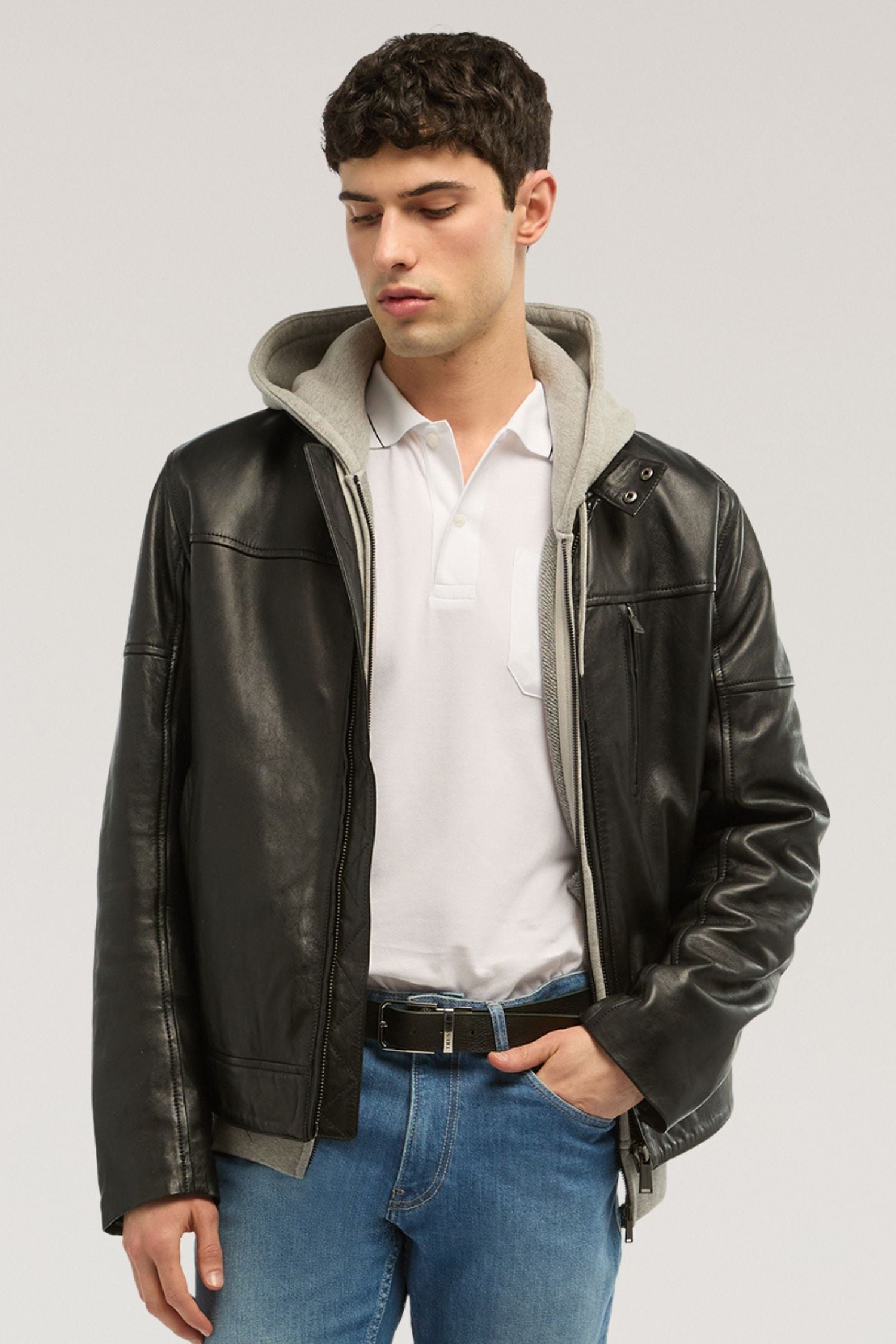 Giubbotto biker in pelle imbottito 1|937ad89a864db6011f1e430bcd836a0fc54d4f3b979217554525d3e32a705216