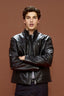 Giubbotto biker in pelle imbottito 7