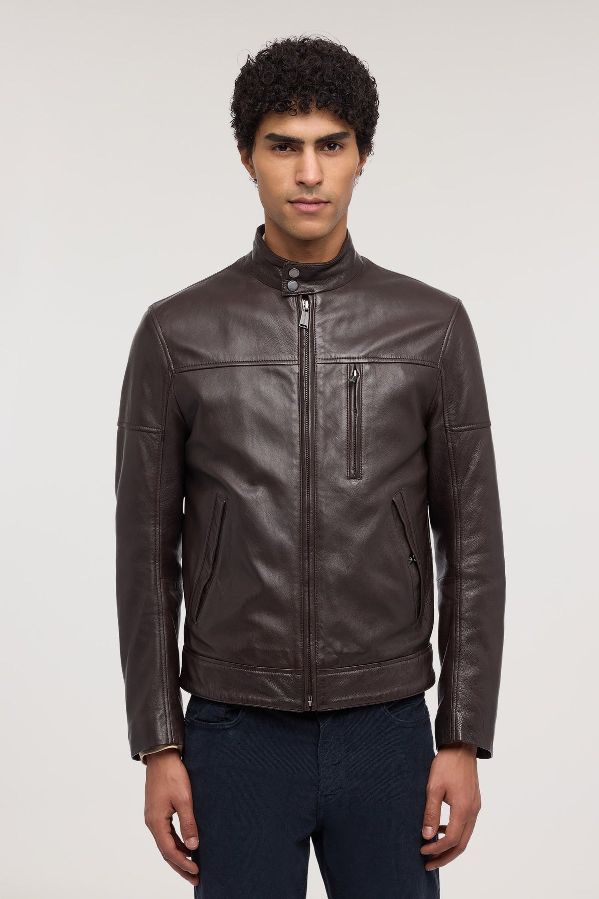 Giubbotto biker imbottito in pelle 1|09d0a5dd518e2122fc3433db047c8dd954feede1423b0e175d4899a0c0a96a20