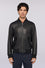 Leather bomber jacket