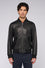 Leather bomber jacket