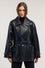 Leather biker jacket with belt
