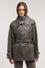 Leather biker jacket with belt