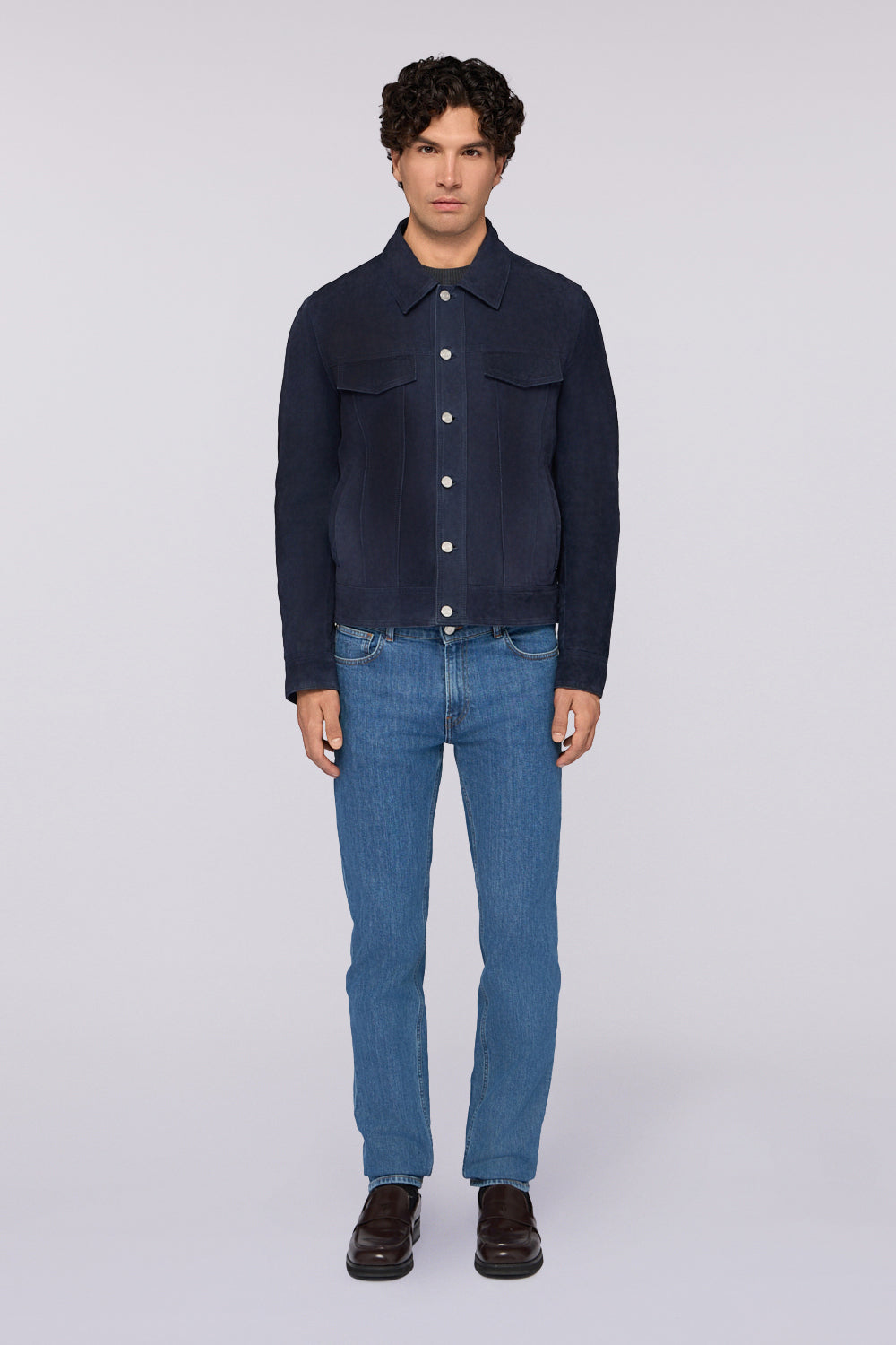 Giacca in pelle scamosciata effetto denim 2|626a658ed638203cae8da4536e6731e1e5af866728a42a27e4b6983384f9ace6
