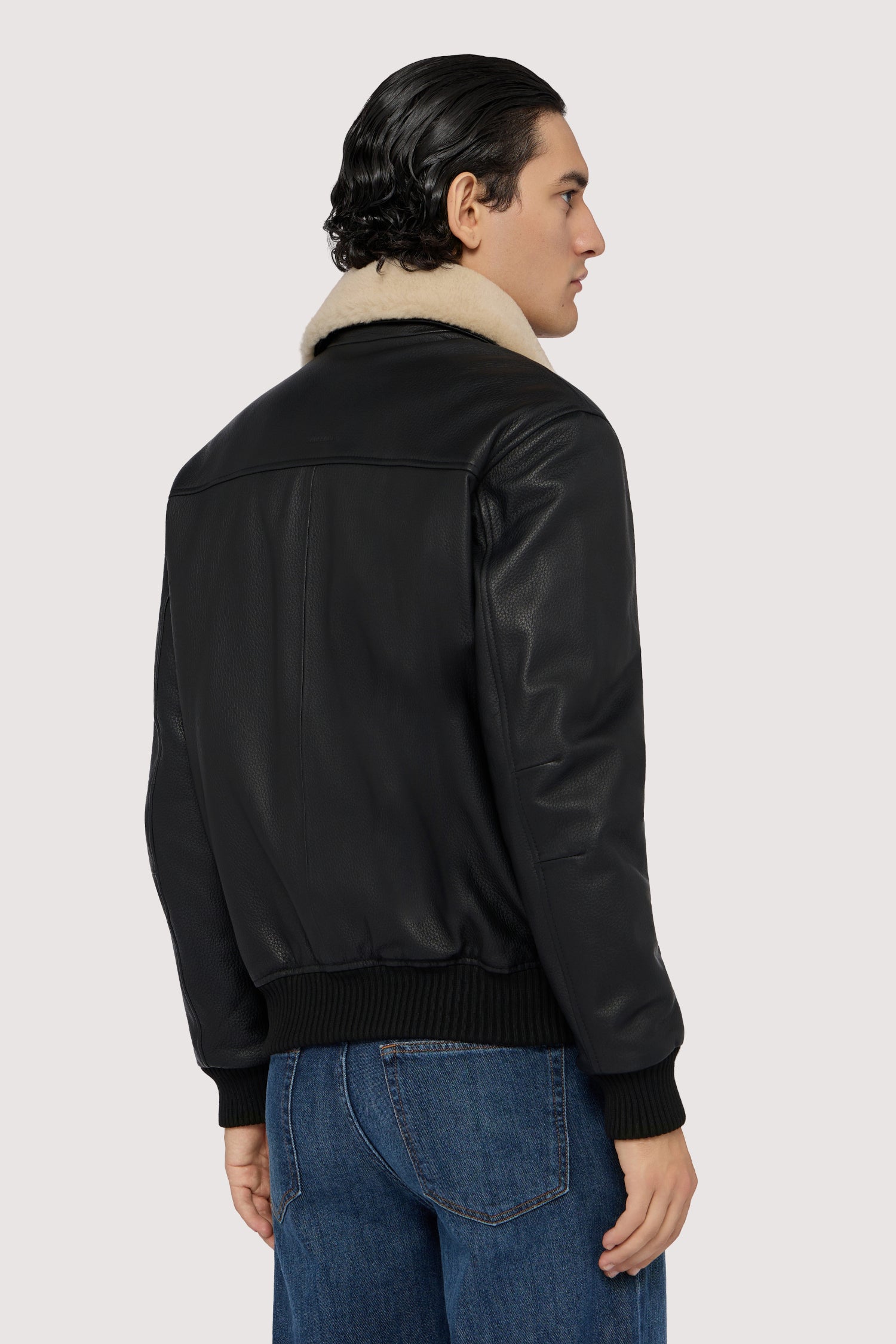 Padded leather jacket with shearling collar – Trussardi