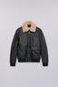 Giubbotto imbottito in pelle con colletto in shearling 5