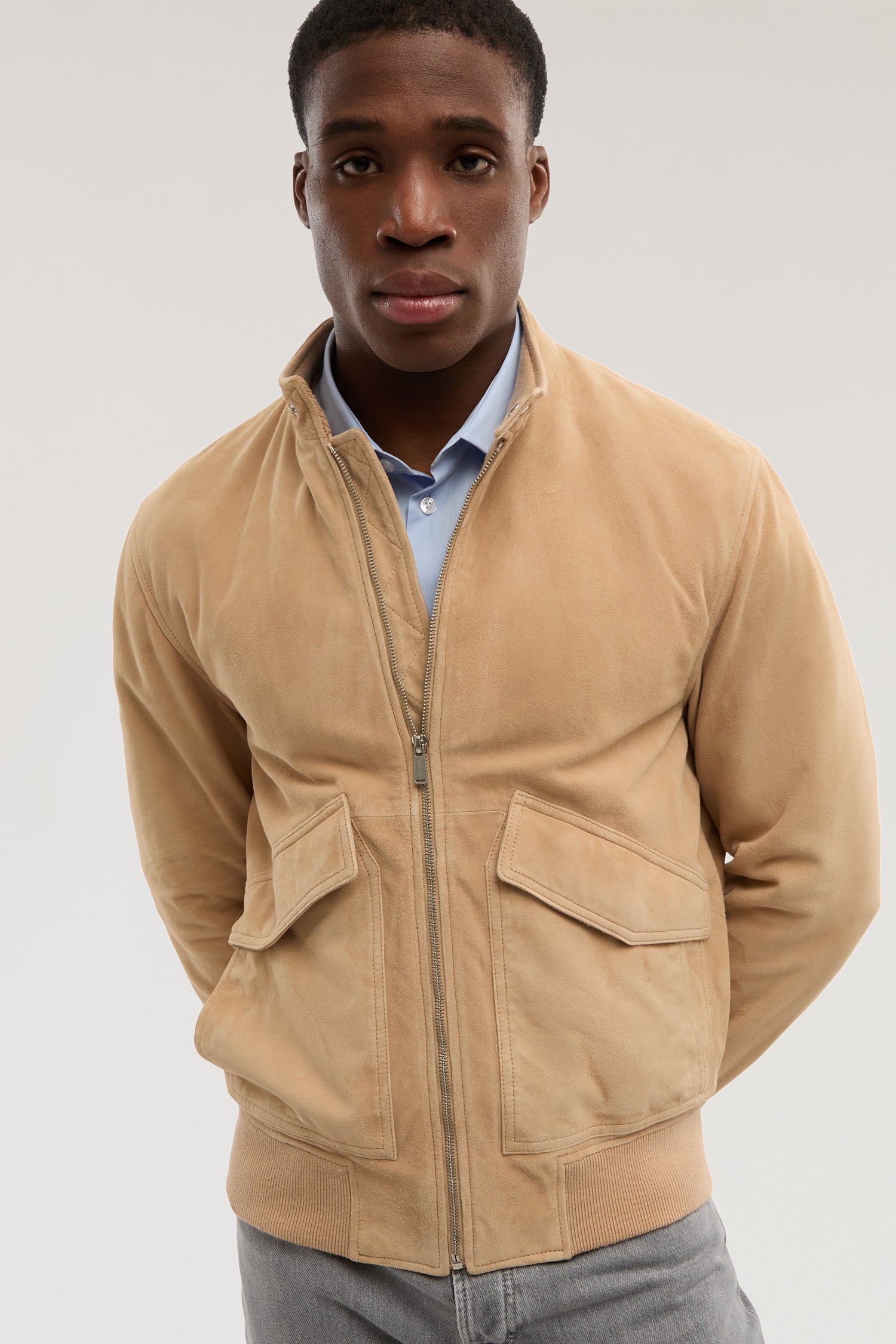 Giacca sailor in suede 1|ca22da91d6abcb568d7f21b55ead995905f44cfa6ee13ac337a9985069b71b76