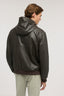 Blouson in pelle con cappuccio e patch 3