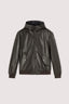 Blouson in pelle con cappuccio e patch 5