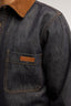 Camicia overshirt in denim con colletto in pelle 3