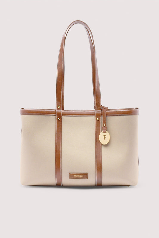 Borsa shopper Elba in canvas e pelle 1|d423b7919e690c9884970b7edd89af3f1332337d9aff510d52cc87178332ae9a